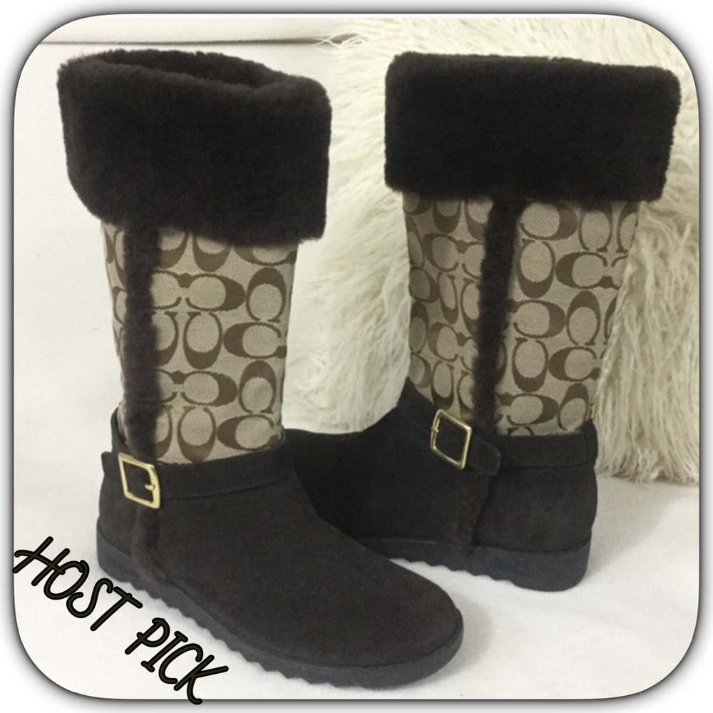 Coach BRAND NEW brown Suede/ Shearling boots